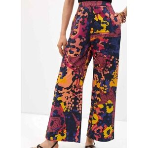 Anthropologie x Roopa Wide Leg Pants Multicolor Abstract High Rise Palazzo Sz L